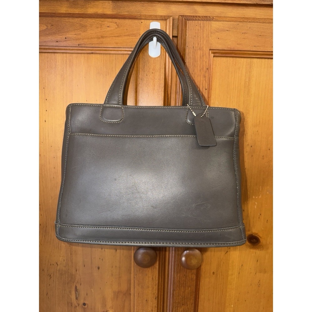 Vintage Coach 9303 Bleecker Bag Purse Tote Gray Glove Tanned Leather Top Handle